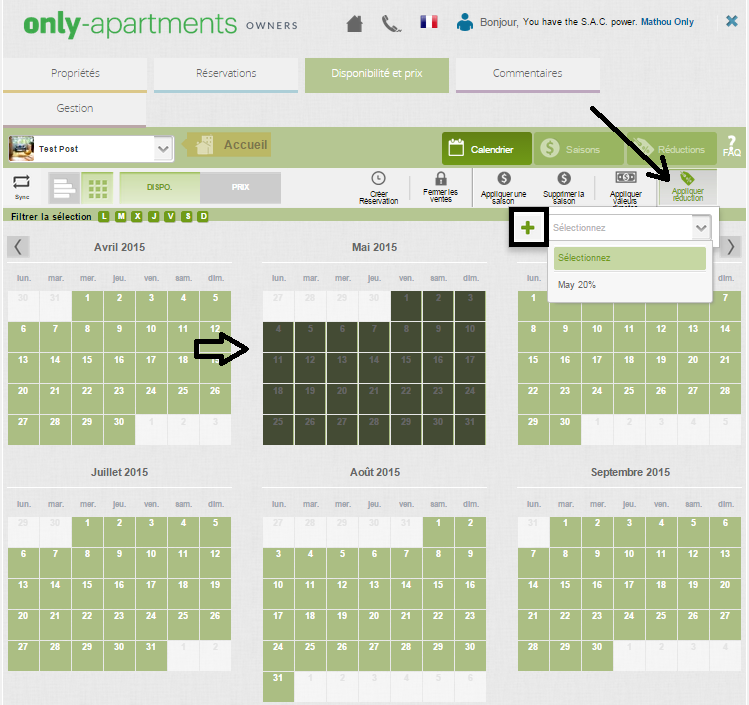 Applique des réductions Applique des réductions